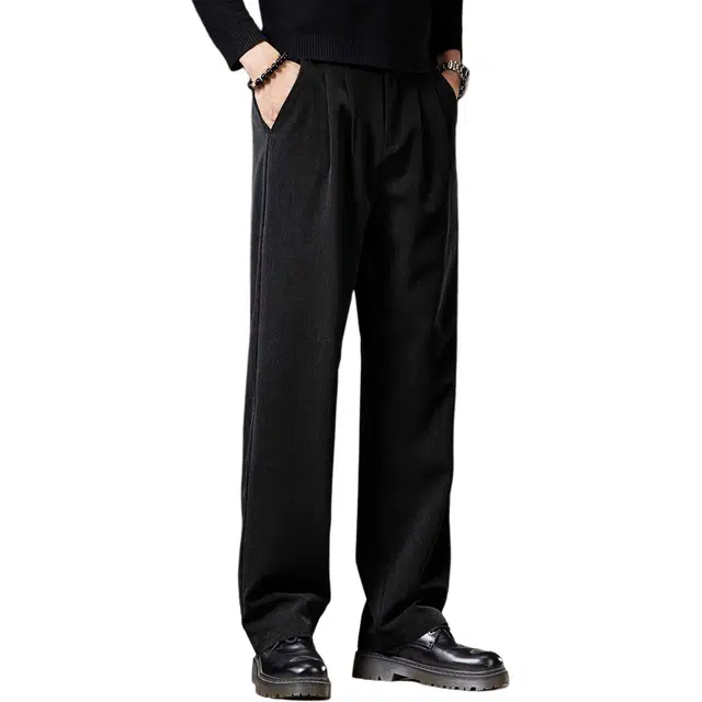 贵色 高级感纯色休闲西装裤 男款 黑色