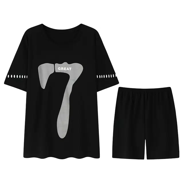 向薇 短袖休闲透气细腻运动家居服睡衣套装 男款 图片色