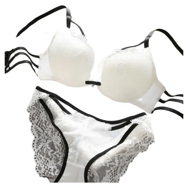 潞优野 蕾丝镂空美背小胸聚拢性感纯欲内衣裤套装 女款