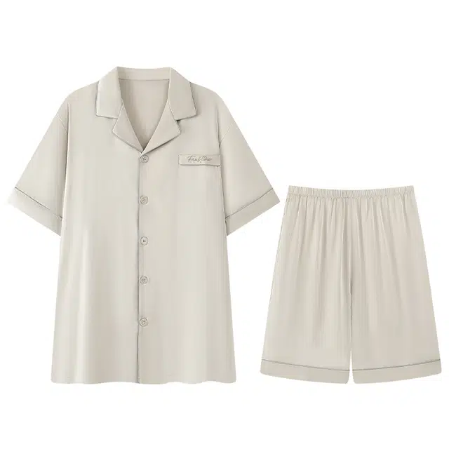 向薇 冰丝薄款凉感短袖高级感睡衣套装 男款 图片色