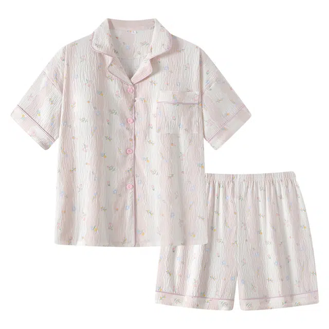 顶瓜瓜 带胸垫短袖卡通可爱家居服睡衣套装 女款 图片色