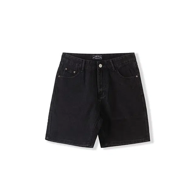 我是大卫 纯色拉链水洗宽松复古直筒宽松牛仔短裤 男女同款