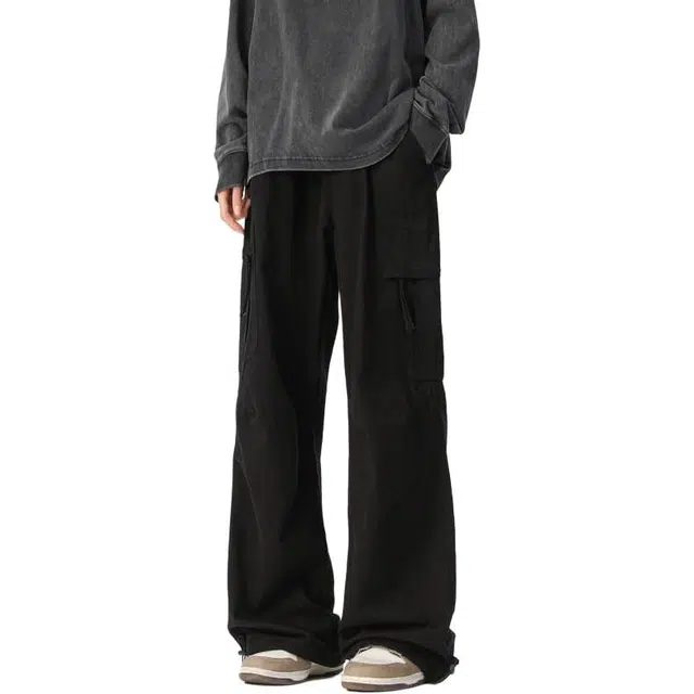 颂希尔 纯棉宽松直筒松紧腰百搭休闲裤 男女同款