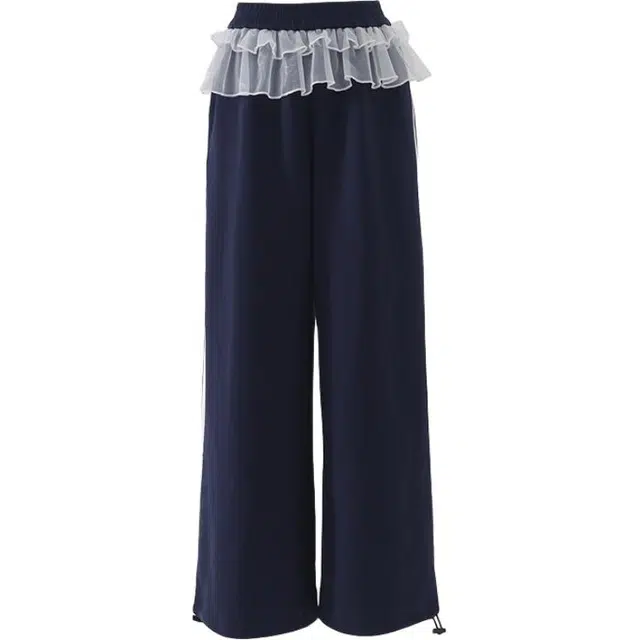 拾籍 美式复古宽松阔腿裤芭蕾拼接运动百搭直筒牛仔裤 女款 蓝色