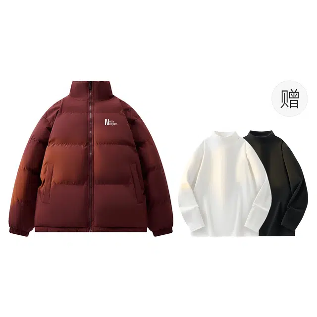 依文 经典基础款设计感简约高级感百搭立领宽松面包服美式慵懒风无性别穿搭保暖廓形棉服 男女同款