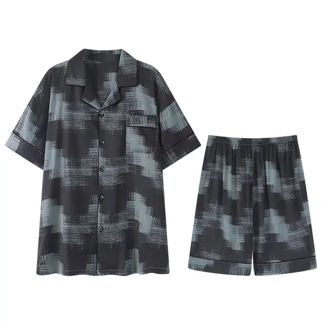 向薇 高级感青少年休闲舒适短袖家居服睡衣套装 男款 图片色