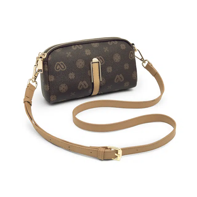 老人头 时尚高级感休闲百搭通勤 合成革 斜挎包 常规 女款 啡色