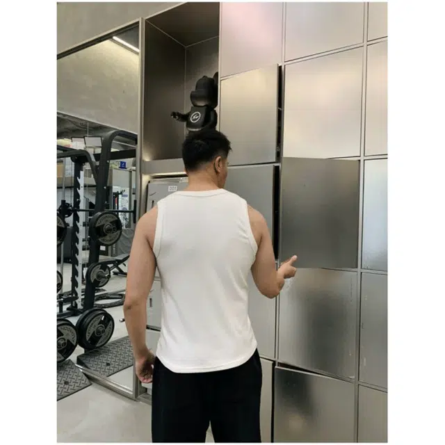 颂希尔 美式重磅竖条纹坎肩运动健身弹力修身无袖背心 男女同款