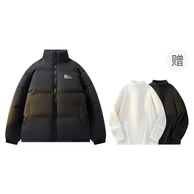 依文 经典基础款设计感简约高级感百搭立领宽松面包服美式慵懒风无性别穿搭保暖廓形棉服 男女同款