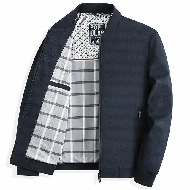 雅鹿 男士商务棒球领时尚百搭格子宽松夹克外套 男款