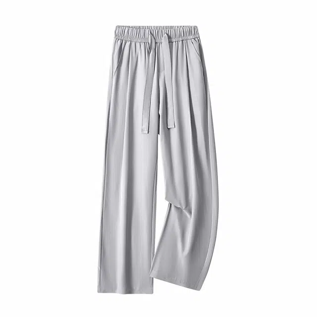 依文 基础生活系列 美式复古简约纯色系带抽绳宽松舒适显高遮肉垂感潮流百搭高街学院风通勤休闲裤 男女同款