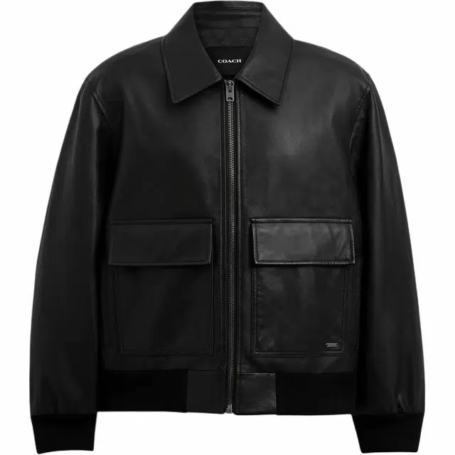 Coach FW24 Long Sleeve Leather Jacket Black