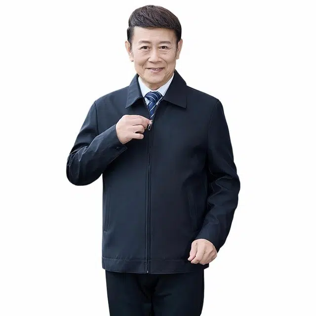 雅鹿 翻领行政夹克 纯色中老年干部爸爸装舒适休闲百搭防风蓄热春秋夹克外套 男款