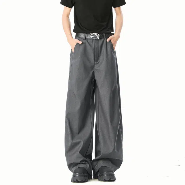 佐菲利 百搭宽松白色阔腿弯刀舒适简约休闲裤 男女同款