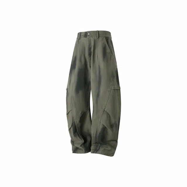 颂希尔 美式复古高街褶皱宽松潮流百搭休闲裤 男女同款