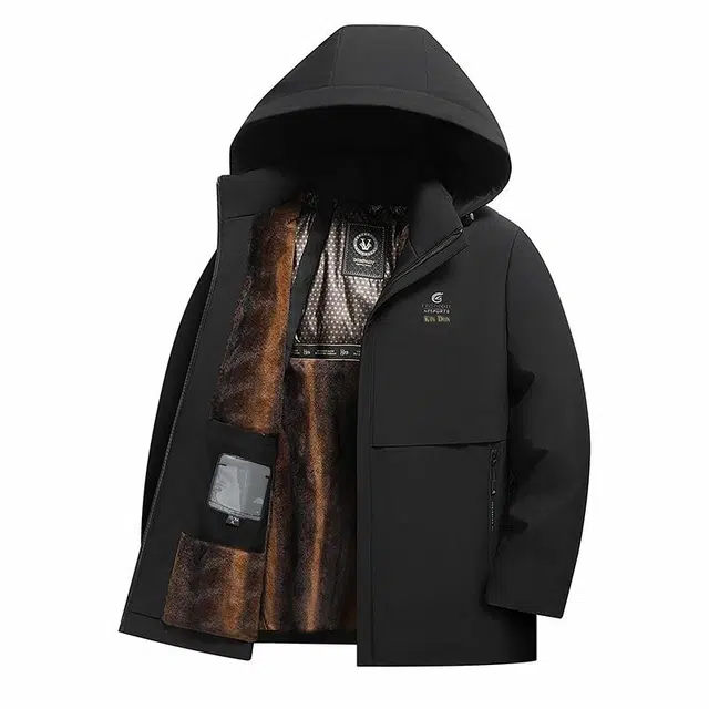 金盾 连帽可脱卸防风加绒加厚保暖休闲外套棉服 男款