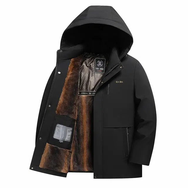 金盾 字母连帽可脱卸加绒加厚防风保暖棉服 男款