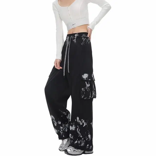 黑恐龙 美式潮牌宽松阔腿百搭垂感舒适休闲裤 男女同款