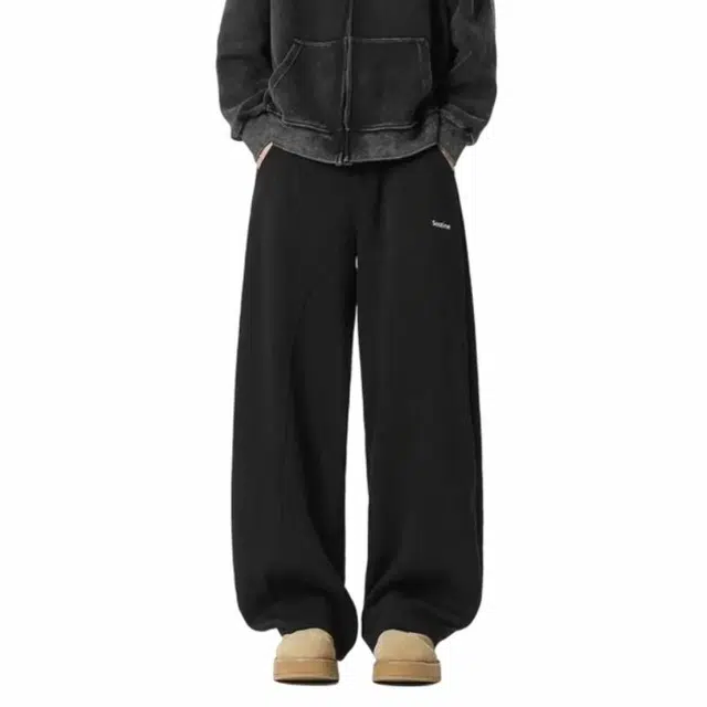 极限涡轮 美式复古弯刀卫裤重磅春季百搭垂感宽松阔腿痞帅潮流运动长款休闲裤 男女同款