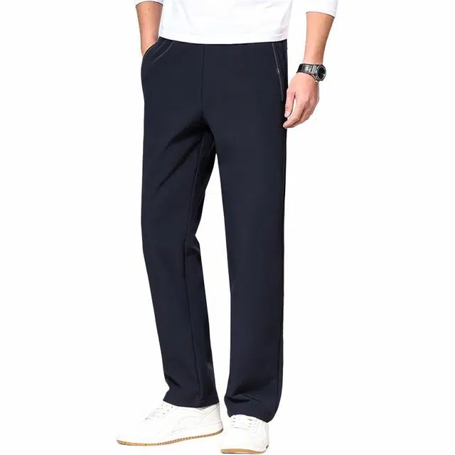 与狼共舞 轻商务纯色弹力亲肤通勤松紧舒适薄款休闲裤 男款