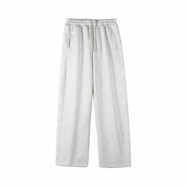 陆与山屿 休闲纯色阔腿弯刀裤卫裤针织运动裤 男女同款