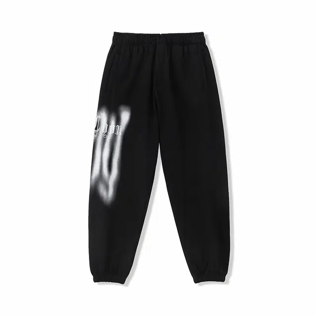 周杰伦周同学 美式哥特风个性字母印花图案宽松垂感直筒阔腿束脚松紧运动长裤休闲裤 男女同款