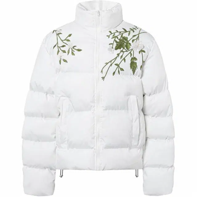 极限涡轮 美式街头刺绣加厚立领舒适保暖面包服宽松时尚休闲植物花卉长袖棉服 男女同款