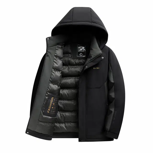 金盾 相拼色连帽可拆卸短款加厚保暖外套棉服 男款