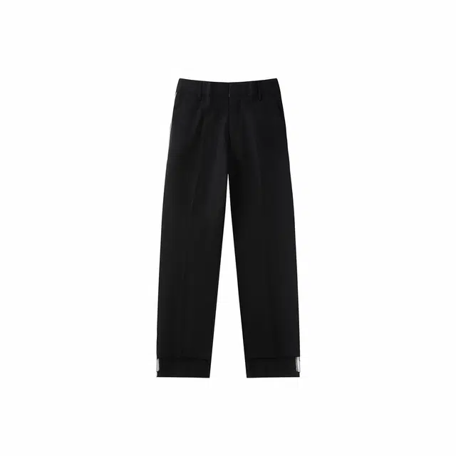 我是大卫 韩版潮流纯色百搭直筒学生宽松垂坠感休闲裤 男女同款 黑色