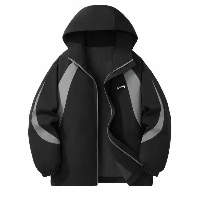 贵人鸟 拼色松紧袖口连帽拉链休闲宽松夹克外套 男款