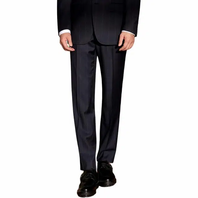 依文 条纹时尚商务西装裤 男款 藏蓝色