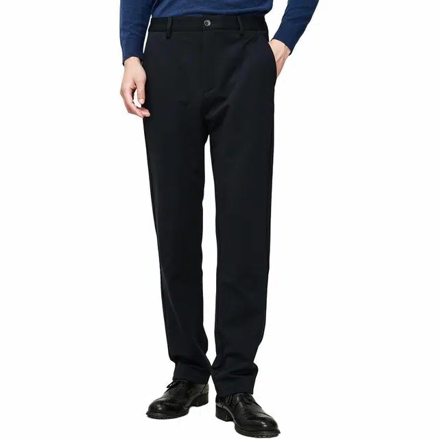 依文 商务纯色中腰直筒西装裤 男款 蓝色