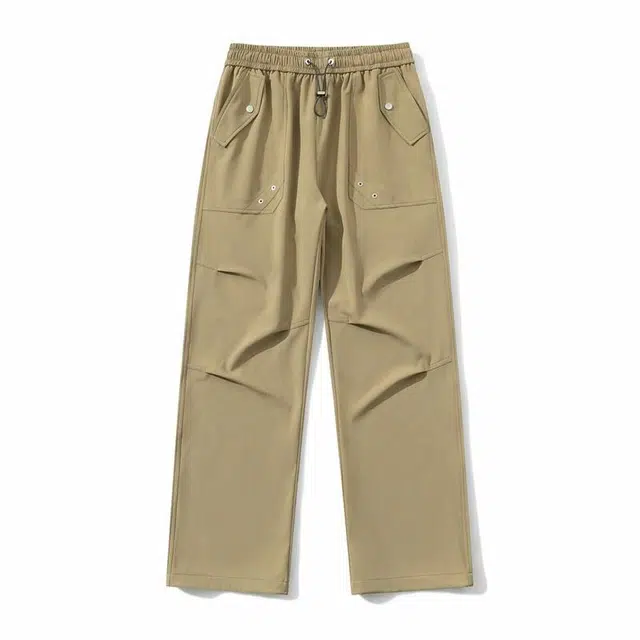 爱肯 美式复古潮牌潮流铆钉设计日常通勤百搭个性舒适时尚脚口抽绳束脚防风户外运动工装裤 男女同款