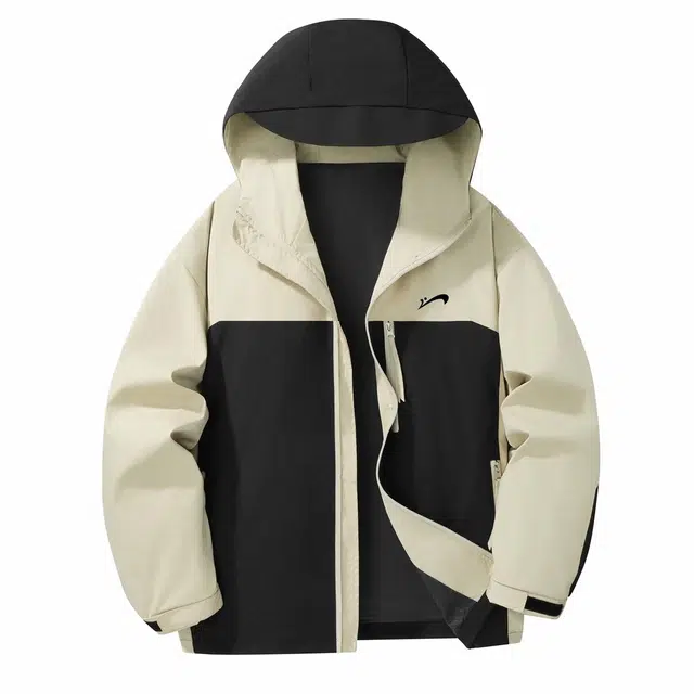 贵人鸟 撞色连帽长袖休闲日常魔术贴袖口宽松夹克外套 男女同款