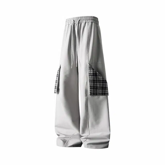 爱肯 美式高街复古潮牌街头亲肤舒适柔软直筒百搭工装裤 男女同款 浅灰