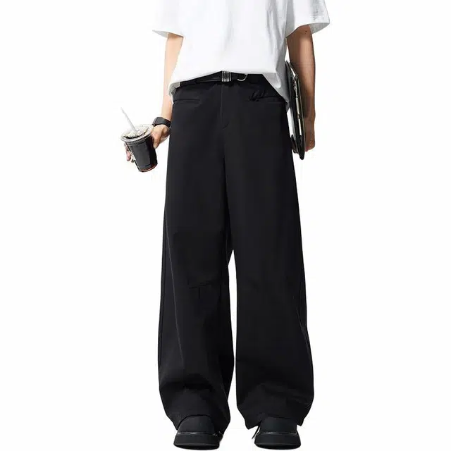 佐菲利 直筒百搭宽松纯色中腰长裤休闲裤 男女同款