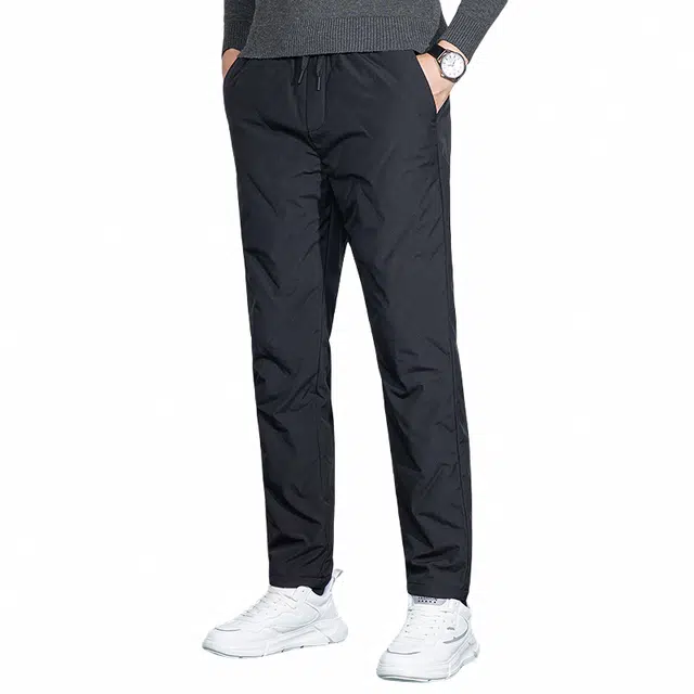 鸭鸭 舒适休闲系带户外加厚保暖防寒羽绒裤 男款 黑色