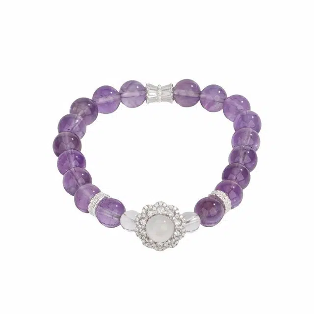 希缘 【招财纳福 平安喜乐】新中式轻奢小众设计百搭高级感转运珠 紫水晶 手串 女款