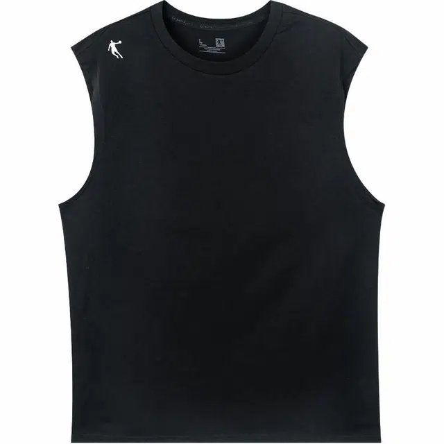 乔丹 美式复古高街舒适时尚简约宽松休闲百搭透气柔软亲肤圆领套头潮流轻薄重磅无袖背心 男款 黑色