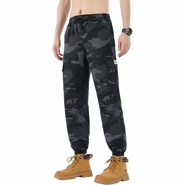 大白鲨 迷彩束脚潮牌休闲多口袋潮流工装裤 男款