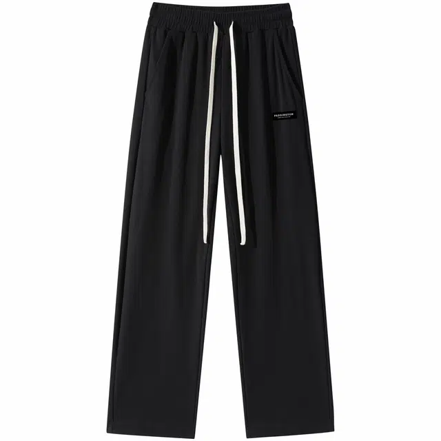 帕丁顿熊 垂坠纹理小熊标宽松直筒阔腿休闲裤 男女同款