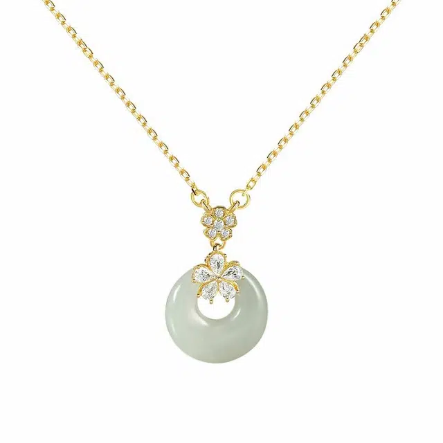 【爆闪！宝藏单品】 宝恋 木桃花 轻奢小众款高级桃花百搭简约原创设计 项链 白玉/青白玉 女款