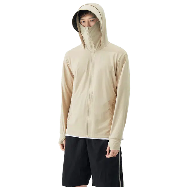 北极绒 冰丝防晒可二开户外帽檐夹克外套 男款