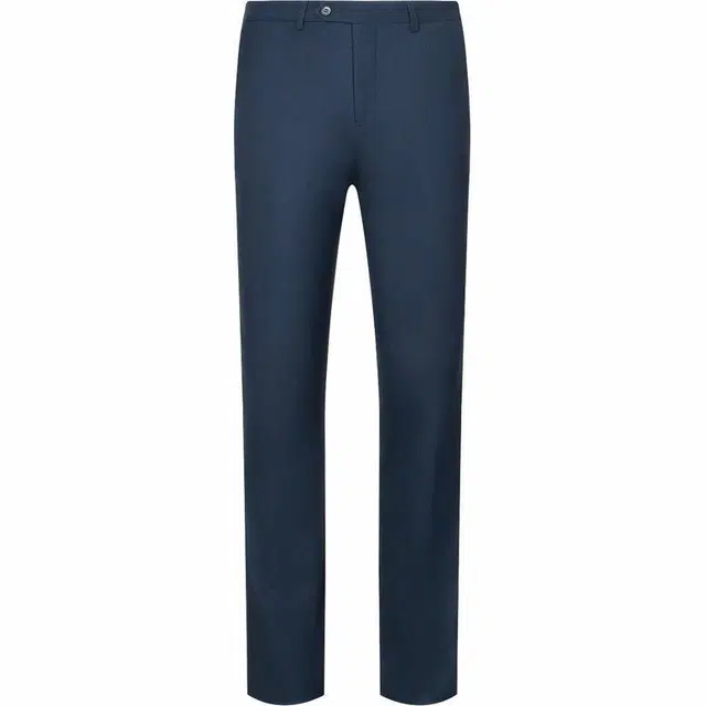 迪柯尼 纯色简约通勤中腰舒适西装裤 男款 蓝格