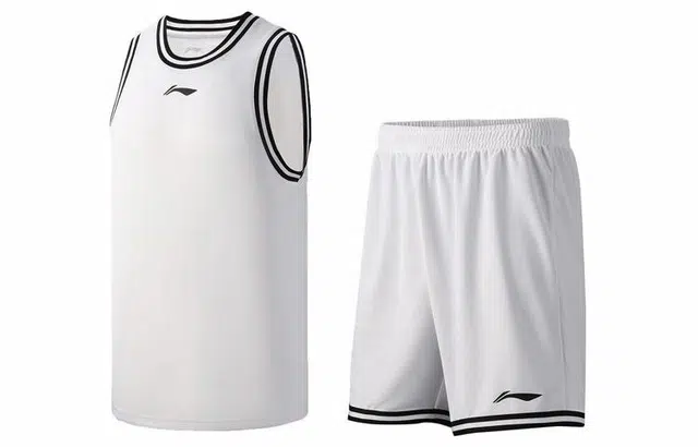 李宁 运动篮球系列 网眼透气篮球比赛运动套装 男款 标准白