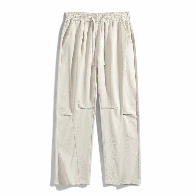 奇迹街区 美式复古冰丝简约个性设计纯色宽松舒适百搭休闲裤 男女同款