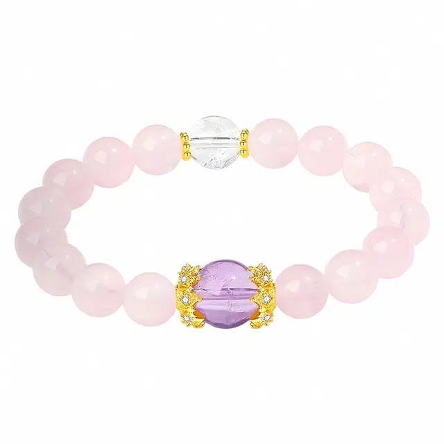 陌阡雪 早日脱单 提升桃花运 爱情财富双丰收 精致高级天然 粉水晶 手串 女款