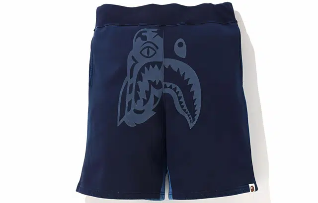 BAPE Indigo Tiger Shark Sweat Shorts