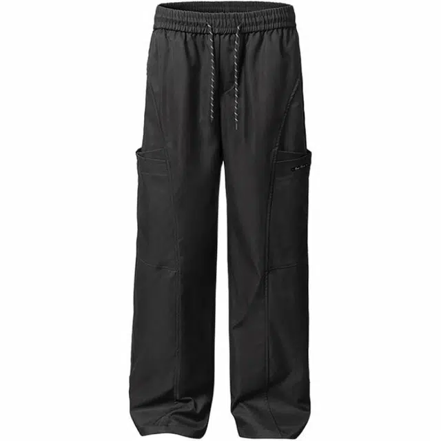 冰飞 美式复古时尚简约字母图案宽松休闲舒适百搭直筒长裤工装裤 男女同款