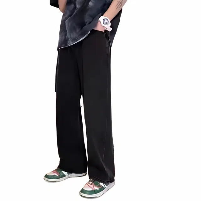 玉儿恋 拼接直筒宽松牛仔裤 男款